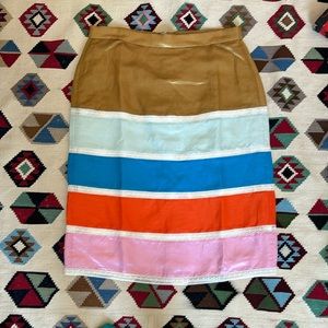 Crochet ribbon skirt in colorblock